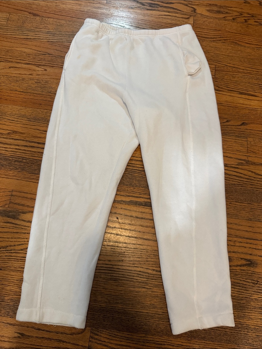 Xirena Large White Fleece Joggers with Elastic Waist